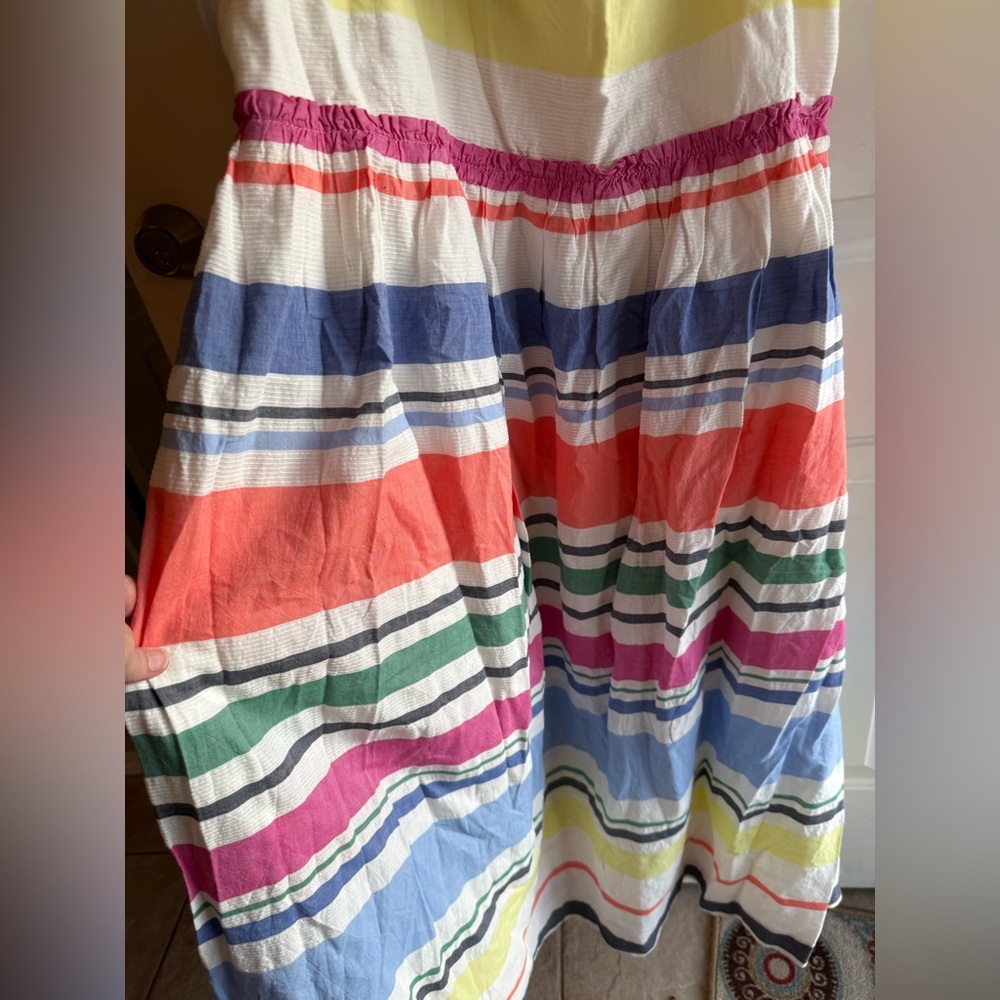 New GAP Multi Striped Sun Dress XL 100% Cotton pockets sleeveless smocked - Picture 4 of 12